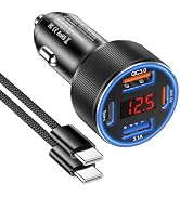 Car Charger for iPhone 17 16 15 Pro Max, Besgoods 4-Port Cigarette Lighter Adapter USB C & USB A ...
