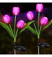 Aolyty Solar Flower Lights Outdoor, IP65 Waterproof Solar Tulip Lights LED Garden Stake Lights fo...