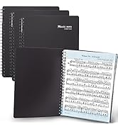 MECCALINE Sheet Music Folder (3 Pack, Black) – 40 Sleeves Display 80 Pages Spiral Binder Organize...