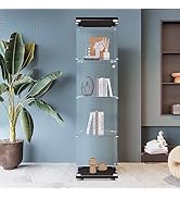 Beauty4U Glass Display Cabinet with 4 Shelves, Curio Cabinets for Living Room, Bedroom, Office, B...