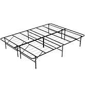 FurniEdge 14 Inch Foldable Bed Frame, Short Queen Bed Frame Metal Platform with Steel Slats, No B...