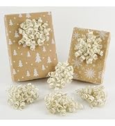 HUIHUANG White Bows for Gift Wrapping Self Adhesive Rustic Christmas Bows Burst Curly Ribbon Bows...