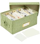 Hiwhy Linen Photo Storage Box with Adjustable Hook and Loop Dividers, Holds 850 4"x6" Photos, Col...