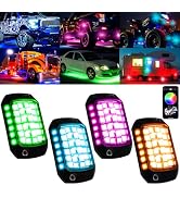 Rock Lights for Trucks, 36LED Full Angle RGB Led Rock Lights with APP/RF Control Flashing Music M...