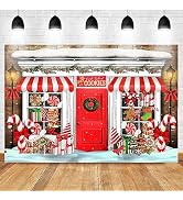 Mocsicka Christmas Candy Store Backdrop for Photography Xmas Gingerbread Store Photo Background R...