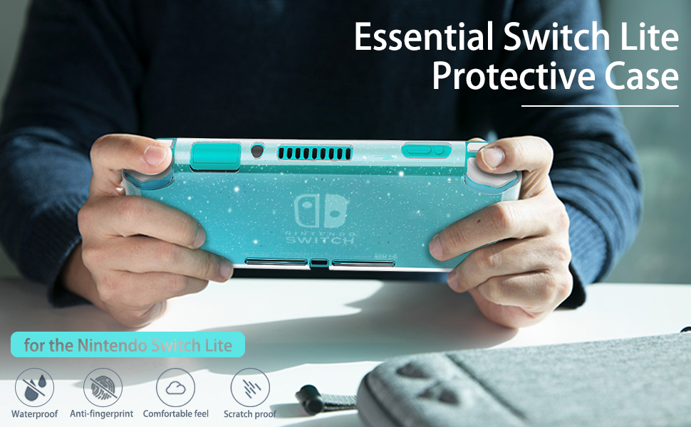 nintendo switch lite clear glitter case