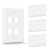 VCE 4-Port Keystone Wall Plate (UL Listed), White 10-Pack | UL Listed for Safety, Designed for RJ...
