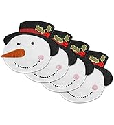 OWENIE Christmas Placemats Set of 4, Xmas White Snowman Round Place mats for Holiday Kitchen Dini...