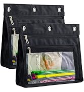YoeeJob 1inch Expandable Pencil Pouch for 3 Ring Binder, 2 Pack Large Capacity Pencil Pouch with ...