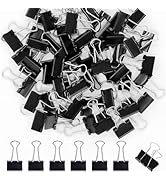 120 Pack Black Binder Clips 0.75 Inch, Small Paper Clamps, Black Paper Binder Clips, Office Clips...