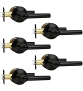 Brotima 5 Pack Privacy Matte Black Door Handles, Black Door Lever Interior for Bedroom Bathroom, ...