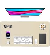 Yuwiiuuo Leather Desk Pad Protector, Office Desk Mat, Large Mouse Pad, Non-Slip PU Leather Desk B...
