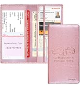Techion Car Registration and Insurance Holder, 9-1/2 x 5 Inch Premium Leather Vehicle Glove Box O...