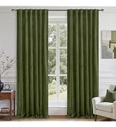 LAMIT Sage Green Velvet Curtains 84 Inch Length for Living Room, Super Soft Thermal Insulated Roo...