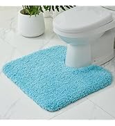 Ruggnovea Toilet Rug Teal 22x24 Machine Washable Non Slip Toilet Mat U Shaped Fluffy Absorbent Co...