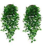 Delphinus Fake Hanging Plants, 2pcs Artificial Hanging Plant, Faux Vine Plants Indoor and Outdoor...