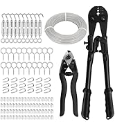TooTaci 1/8 Stainless Steel Cable Kit, 150ft 1/8 Wire Rope with Crimping Tool & Cutter, Turnbuckl...