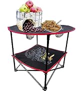 ZRSCHYG 2 Tier Outdoor Camping Gear, Foldable Camping Table with Carry Bag and 4 Cup Holders,Ligh...
