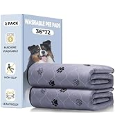 Fostanfly Washable Dog Pee Pads, 2 Pack 36''x72'' Non Slip Reusable Puppy Pee Pads with Great Uri...