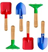 Gardening Tool Set, 6PCS Gardening Tools Metal with Sturdy Wooden Handle Safe Gardening Tools 8" ...