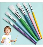 6 Pack Paint Brushes for Kids, Easy to Clean, Non-shed Nylon Bristle Kids Paint Brushes for Acryl...