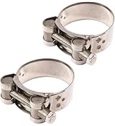 2Pcs Exhaust Clamp Stainless Steel Exhaust Band Clamp Replacement for Motorcycle Water Hose Car A...