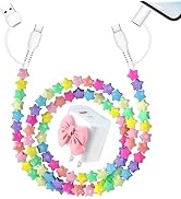 Aolcev 4 in 1 USB C Cable Beaded Multi for iPhone 17 Charger Cord 2 in 1 USB A USB C Charger Bloc...