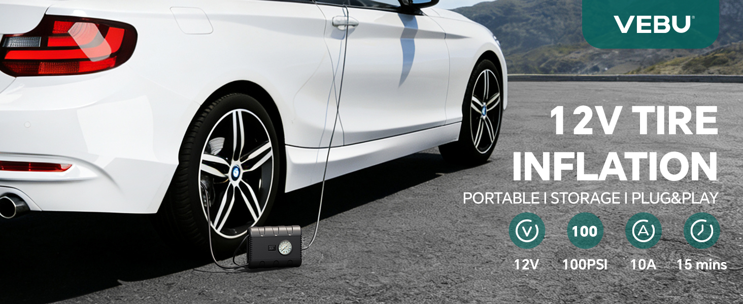 12V portable tire inflator