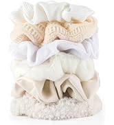 Scrunchies for Women Girls 6Pcs White Velvet Scrunchies for Thick Hair Ultra Textured Soft Scrunc...