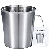 KSENDALO 1L Measuring Cup Milk Frothing Pitcher, Stainless Steel Water Pitcher 1000ml/32oz, ML Sc...
