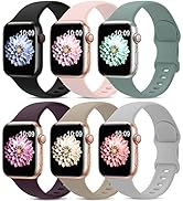 6 Pack Sport Bands Compatible with Apple Watch Band 38mm 40mm 41mm 42mm 44mm 45mm 49mm,Soft Silic...
