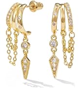 MUMREUES Gold Earrings for Women Trendy 14K Gold Plated Dangle Earrings Small Hoop Huggie Drop St...