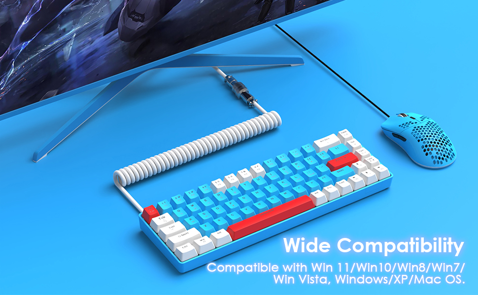 Ergonomic mechanical gaming keyboard mini portable with wide compatibility