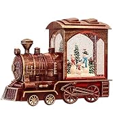 Eldnacele Singing Christmas Train Snow Globe with Music & Timer, Lighted-up Battery Operated Glit...