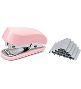 Pink Mini Stapler Hand Stapler with Staple Remover and 1 Box Staples,Cute Stationery for Students...