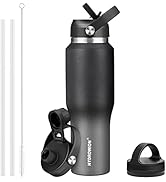 HYDROWION 32oz Water Bottle, Double Wall Vacuum Stainless Steel Insulated Water Flask with Straw ...