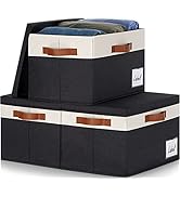 GhvyenntteS Large Storage Bins with Lids (3-Pack) Large Closet Storage Bins with Lid and 3 PU Han...