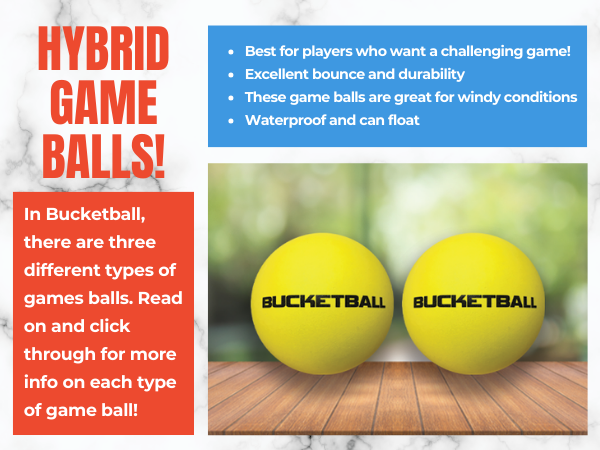 yellow hybrid game balls for bucketball and their features