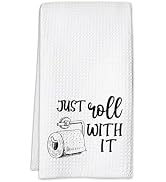 Sahjzk Funny Bathroom Hand Towels, Just Roll with It, Decorative Funny 16x24 Waffle Weave Hand To...