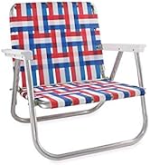 Lawn Chair USA Webbing Chair (Low Back Beach Chair, Old Glory with White Arms)