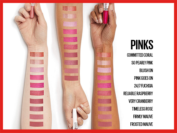 super stay 24 color shade guide - pinks
