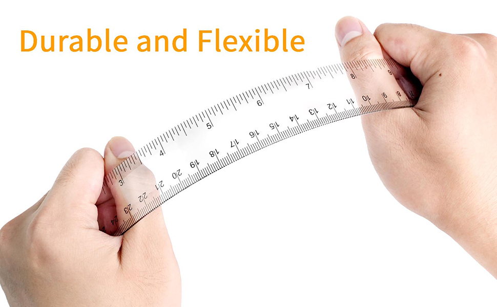 Durable, flexible clear plastic ruler that won't break easily is ideal for daily use