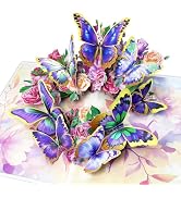 Hierein Pop Up Birthday Cards for Women, Valentines Day Card for Her, Butterflies & Rose Annivers...