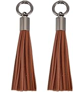 CALFOVERA 2PCS PU Leather Tassel Keychains for Women Leather Key Ring Circle Charms