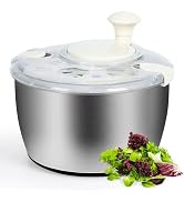 NIOSAVM Stainless Steel Salad Spinner, 5QT Vegetable Spinner,Quick Spin for Drying Vegetables, St...