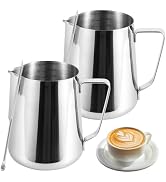 2 Pack Milk Frothing Pitcher 900ml 32oz Steaming Pitchers Stainless Steel Milk/Coffee/Cappuccino/...