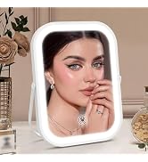 ROLOVE Rechargeable Makeup Mirror, 6x8 Inch Portable Vanity Mirror with Lights, 3-Color Dimmable ...