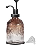 SheeChung 12Oz Vintage Glass Bathroom Soap Dispenser, Kitchen Dish Soap Dispenser with Pump, Refi...