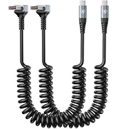 90 Degree USB A to USB C Cable, 2Pack 3ft Coiled USB Type C Cable for Car, USB-C Fast Charging Ca...