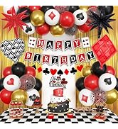 Ouddy Life 103Pcs Casino Night Vegas Themed Birthday Party Decorations | Red and Black Poker Birt...